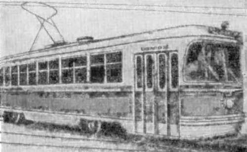 Общий вид четырехосного трамвайного вагона РВЗ-57