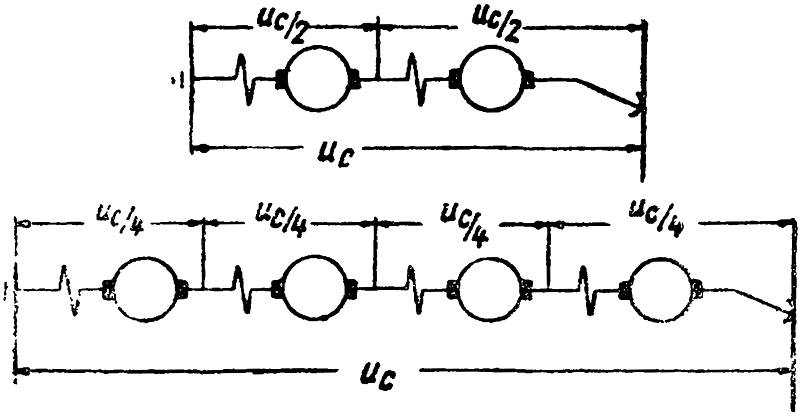 Схема последовательного соединения двигателей трамвайного вагона