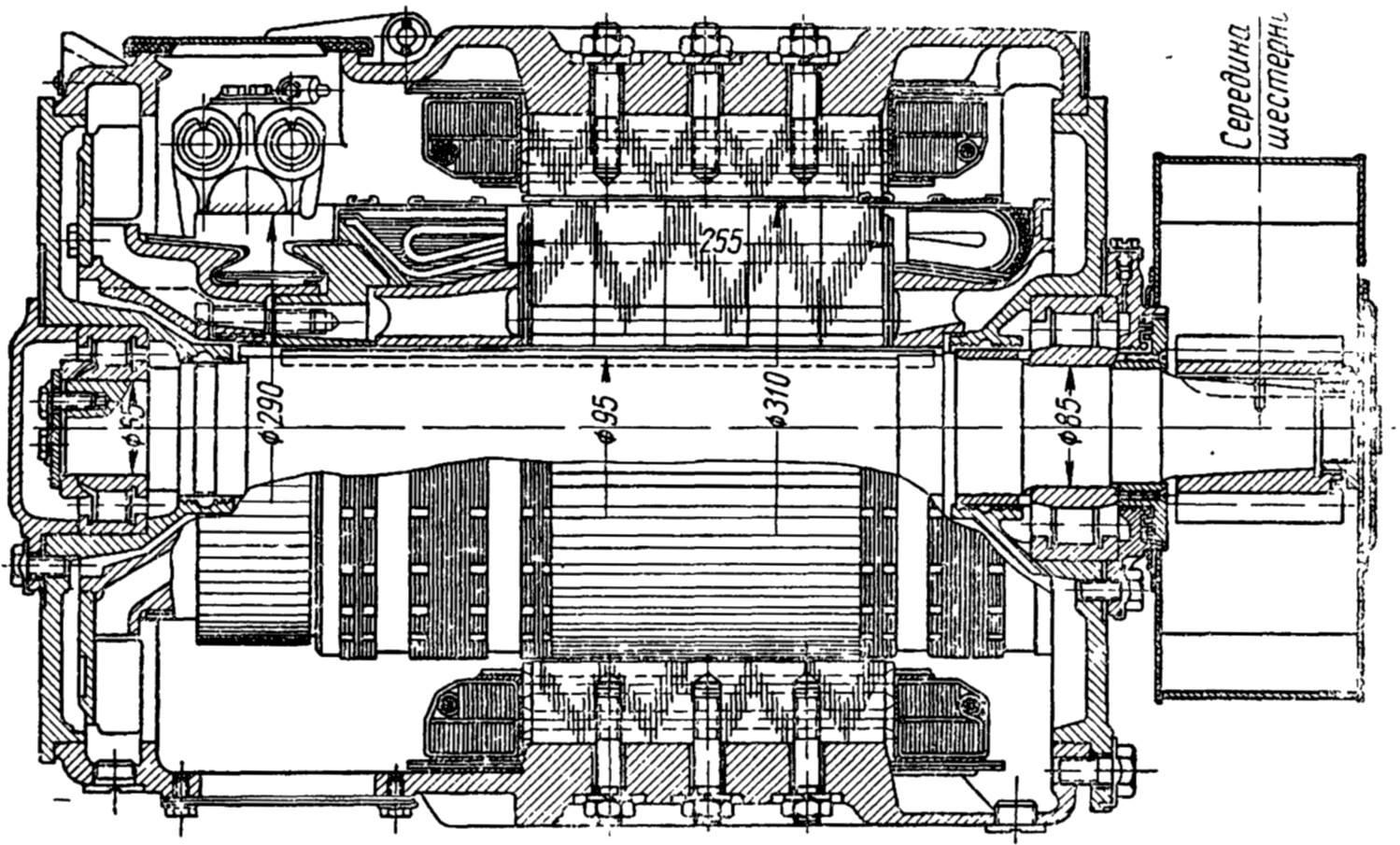 Конструкция тягового двигателя ДТИ-60, применяемого в трамваях