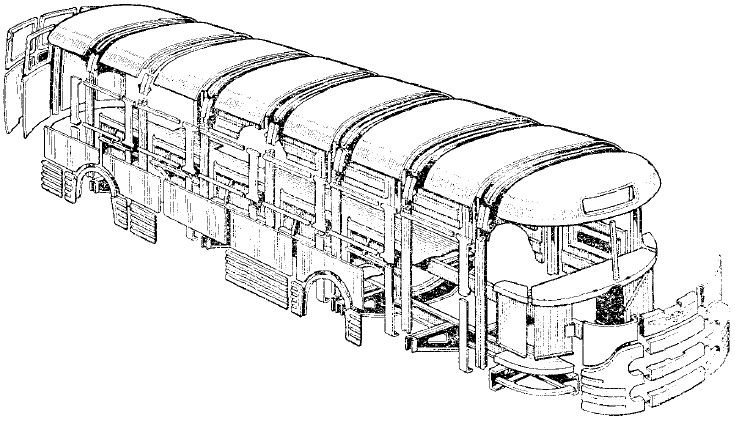 Стальные элементы, образующие корпус автобуса Chausson модели AP 521