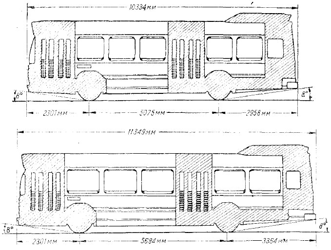Схема унификации кузовов автобуса National длиной 10,3 и 11,3 м