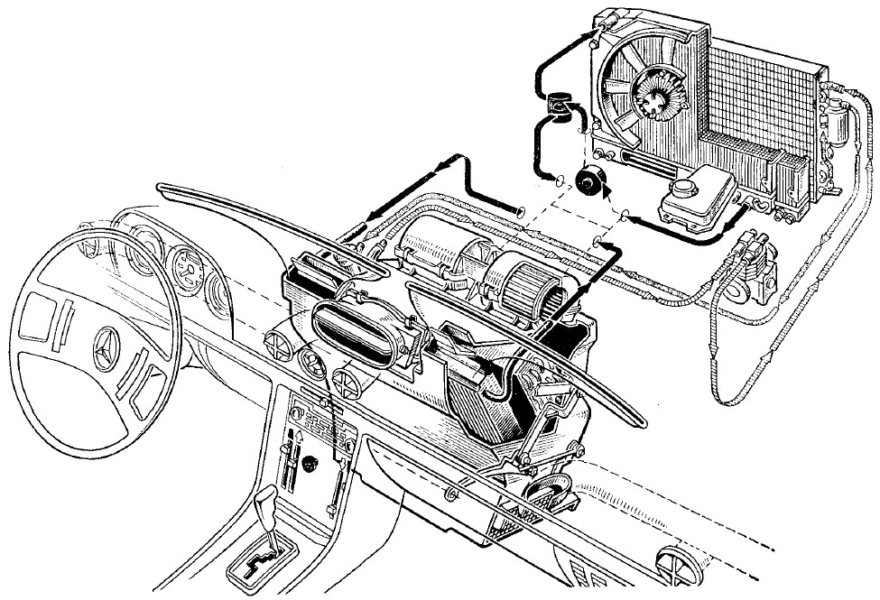 Схема кондиционера фирмы Behr в автомобиле Mercedes-Benz 350S